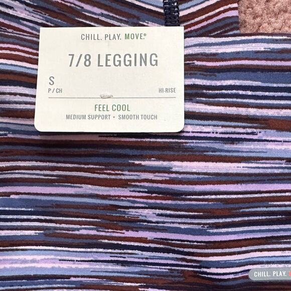 Aerie 7/8 Striped Leggings with Navy Blue Mesh Panels Size Small - Picture 5 of 5